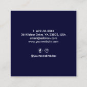 ベイバーモダンショップハサミ美容師ネイビーブルー スクエア名刺 (裏面)