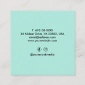 ベイバーモダンショップハサミ美容師ミントグリーン スクエア名刺 (裏面)