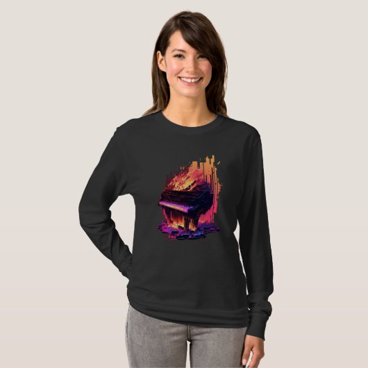 ベイパーウェーブピアノ Tシャツ (正面フル)