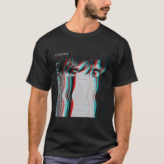 ベイパーウェーブ美学 悲しいアニメ E E 原宿 Tシャツ (正面)
