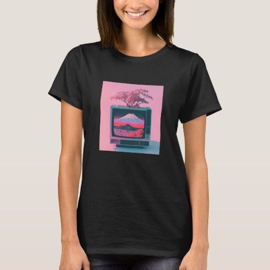 ベイパーウェーブ+美学+グリッチ+レトロウェーブ+シンセウェーブ 4 Tシャツ (正面)