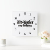 ベイパー、ストップ喫煙 スクエア壁時計 (ホーム)