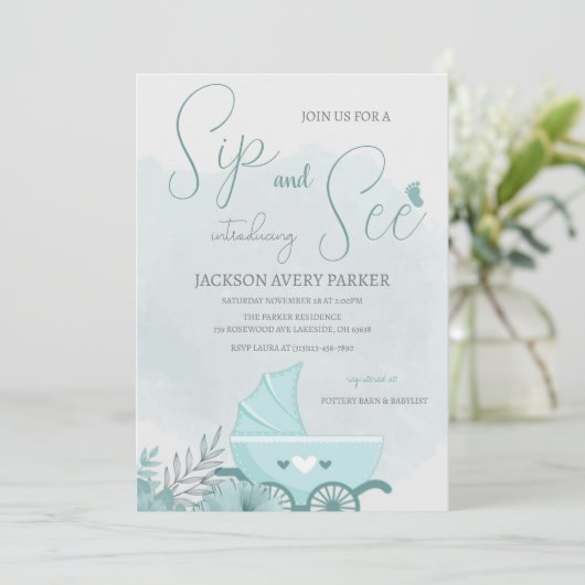 ベイビーお披露目 Sip'nSee フォト招待状 招待状 (スタンド正面)