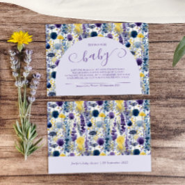 ベイビーに最適なパープルイエローの水彩ワイルドフラワーブック エンクロージャーカード