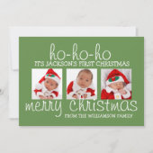 ベイビーのファーストクリスマス　３つの写真が入るクリスマスカード シーズンカード (正面)