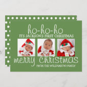 ベイビーのファーストクリスマス　３つの写真が入るクリスマスカード シーズンカード (正面/裏面)