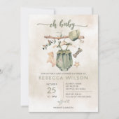 ベイビーよ おしゃれ ニュートラル 誕生前パーティー 招待状 (正面)