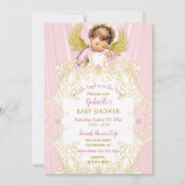 ベイビーエンジェル ピンクゴールドガール 招待状 (正面)