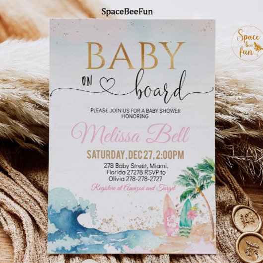 ベイビーオンボード さまでお待ちしております 海の中の特別な招待 少女よ 招待状