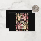 ベイビーキューピッド コケッティ ボウ レトロ バレンタインデー ノートカード (正面/裏面インサイチュ)