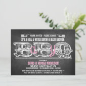 ベイビーキュー（女の子）ベイビーシャワー バーベキュー 招待状 (スタンド正面)