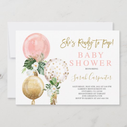 ベイビーシャワポップ・アートのーガール招待状 招待状 (正面)