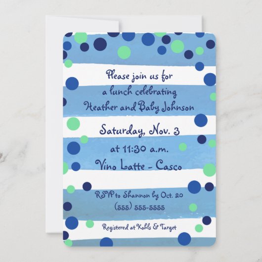 ベイビーシャワーのお誘い - 男の子の赤ちゃん 招待状 (裏面)