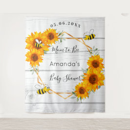 ベイビーシャワーのためのママ・トゥ・ビー　ひまわり　ラスティックウッド タペストリー