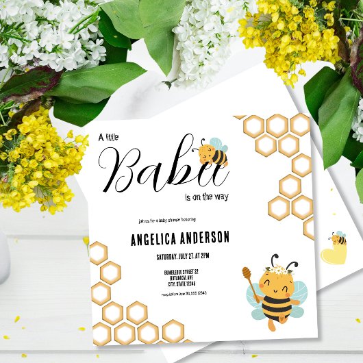 ベイビーシャワーの途中のスクエアベイビー 招待状