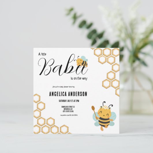 ベイビーシャワーの途中のスクエアベイビー 招待状 (スタンド正面)