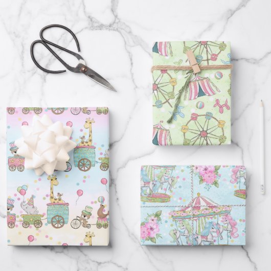 ベイビーシャワーサーカス ラッピングペーパーシート (正面)