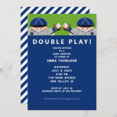 ベイビーシャワーツインボーイズ野球 招待状 (正面/裏面)