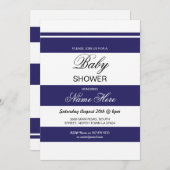 ベイビーシャワーネイビー&ホワイトストライプパーティーシック招待状 招待状 (正面/裏面)
