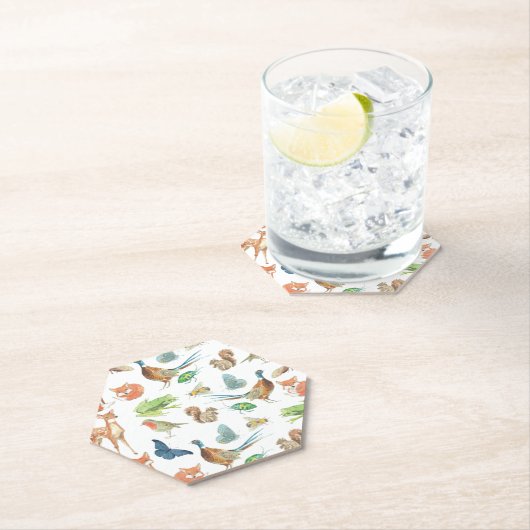 ベイビーシャワーフォレストディアキツネリスQuail Robin ペーパーコースター (インサイチュ)