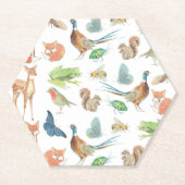 ベイビーシャワーフォレストディアキツネリスQuail Robin ペーパーコースター (正面)