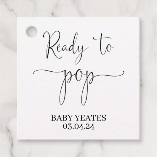 ベイビーシャワーポップ・アートのメッセージカードポップコーンボトル フェイバータグ (正面)