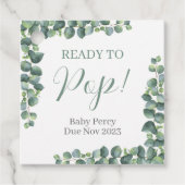 ベイビーシャワーポップ・アートのメッセージカードユーカリ フェイバータグ (正面)