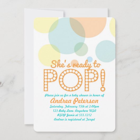 ベイビーシャワーポップ・アートの招待状の準備 招待状 (正面)
