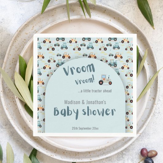 ベイビーシャワー小さなトラクター前紙ナプキン スタンダードカクテルナプキン
