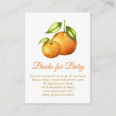 ベイビーシャワー用の水色オレンジ柑橘系の本 エンクロージャーカード (正面)
