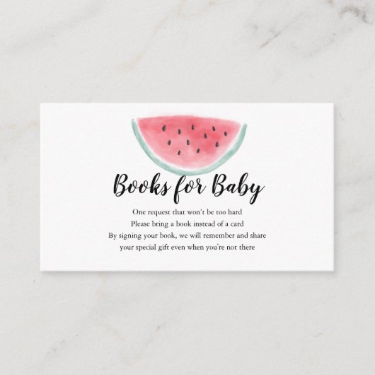 ベイビーシャワー用水色スイカの本 エンクロージャーカード (正面)