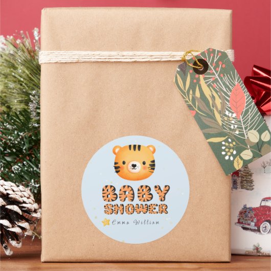 『ベイビーシャワー タイガースター』 ラウンドシール (クリスマス)