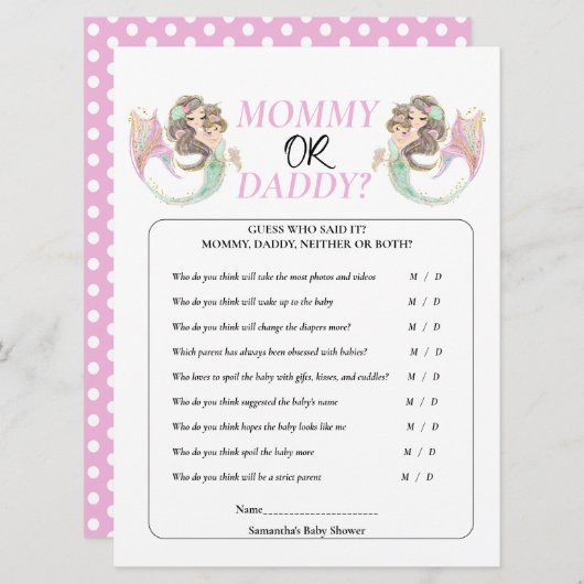 ベイビーシャワー　マーメイド　アンダーザシー 招待状 (正面/裏面)