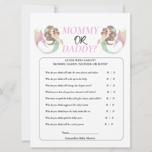 ベイビーシャワー　マーメイド　アンダーザシー 招待状 (正面)