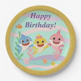 ベイビーシャークの誕生日パーティープレート ペーパープレート