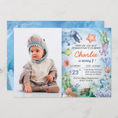 ベイビーシャークの誕生日招待状 招待状 (正面/裏面)