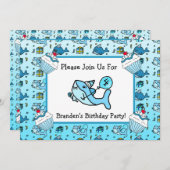 ベイビーシャーク少年の誕生日 招待状 (正面/裏面)