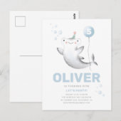 ベイビーシャーク風船の子供の誕生日招待状ポストカード ポストカード (正面/裏面)