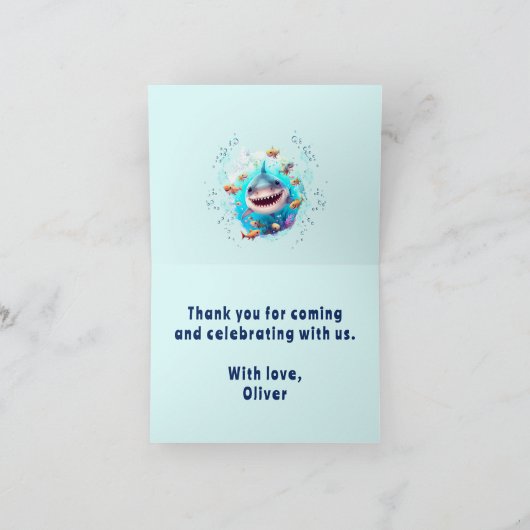 ベイビーシャーク ボーイ ファースト バースデーパーティー サンキューカード (内部)