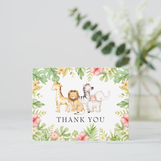 ベイビージャングルベイビーシャワーの感謝を伝えるポストカード ポストカード (スタンド正面)