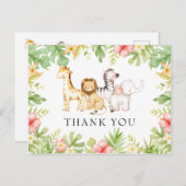 ベイビージャングルベイビーシャワーの感謝を伝えるポストカード ポストカード (正面/裏面)