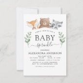 ベイビースプリンクルシャワー　ウッドランド　ユーカリ　グリーン 招待状 (正面)