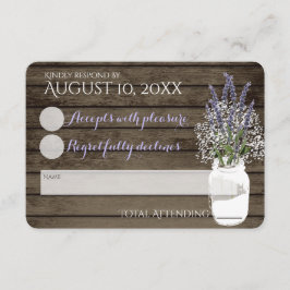 ベイビーズブレスとラベンダーの結婚式返信 出欠カード
