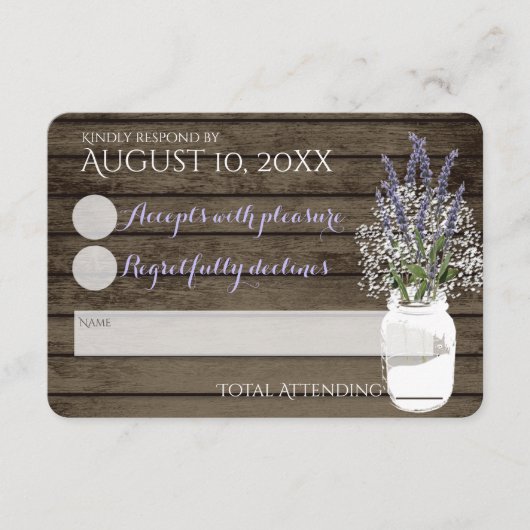ベイビーズブレスとラベンダーの結婚式返信 出欠カード (正面)