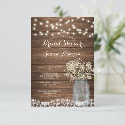 ベイビーズブレスメ素朴イソンジャーブライダルシャワー 招待状 (スタンド正面)