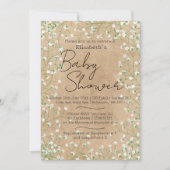ベイビーズブレス ウォーターカラー フラワー ボヘミア ベビーシャワー 招待状 (正面)