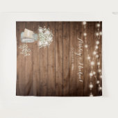 ベイビーズブレス ストリング ライト ラスティック ウェディング バックドロップ タペストリー (正面(横))