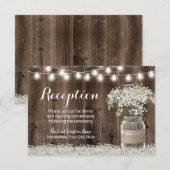 ベイビーズブレス フラワーを飾ったラスティックな結婚式の披露宴 招待状 (正面/裏面)