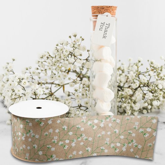 ベイビーズブレス フラワー ボヘミアンチック 洗礼 結婚式 サテンリボン