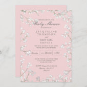 ベイビーズブレス フラワー リース ラスティック ガール ベイビー シャワー 招待状 (正面/裏面)
